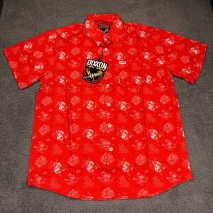 Dixxon Flannel Company Shirt Mens Large Red The 350 Engine Print‎ Button Up NWT